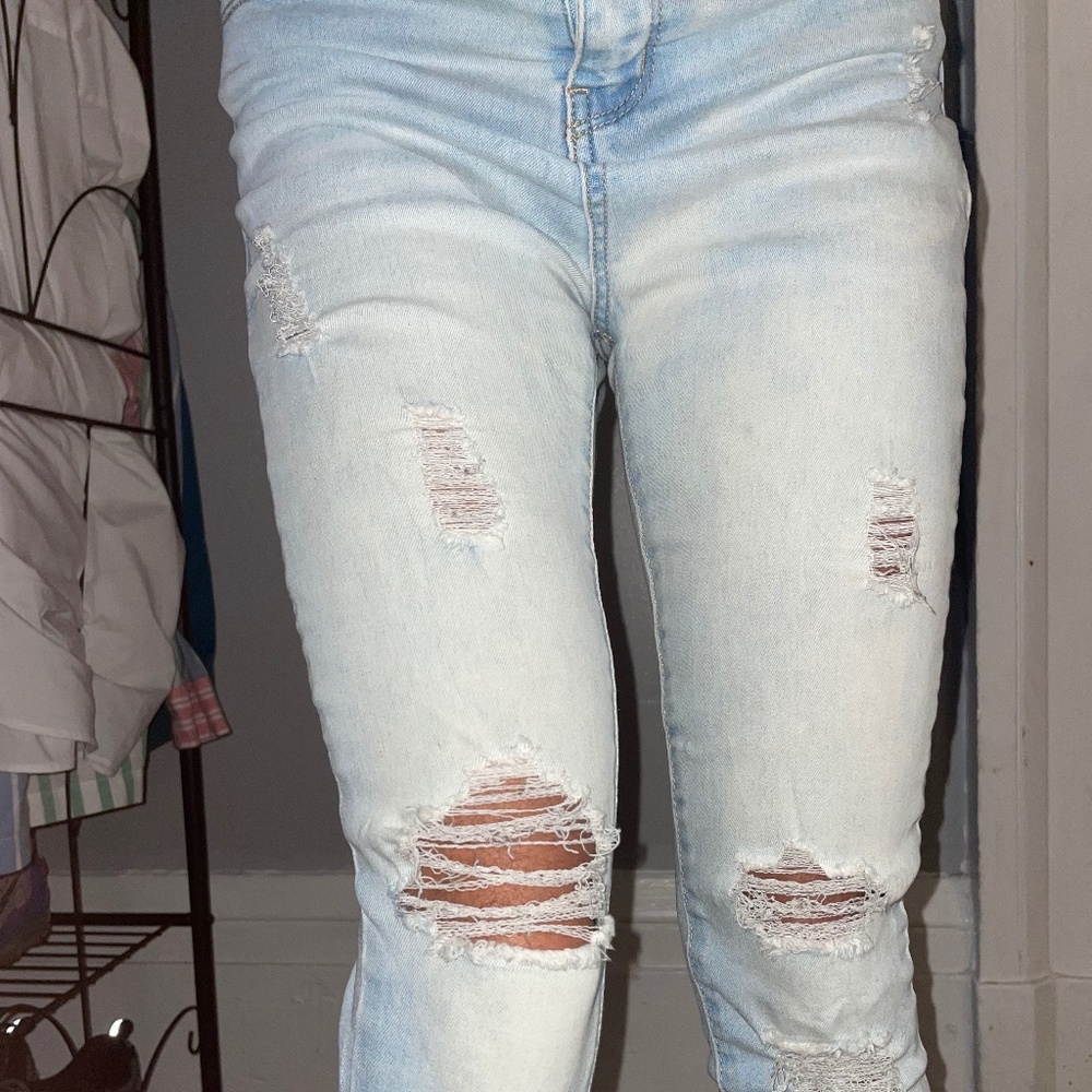Petite Ripped Blue Denim Jeans